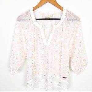 HOLLISTER sheer floral blouse XS
